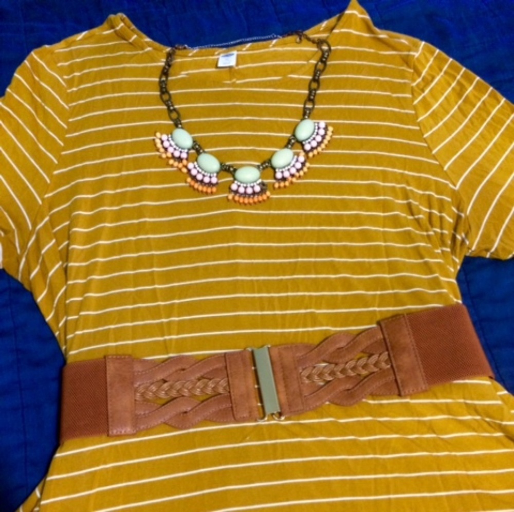 Mustard long sleeve dress.